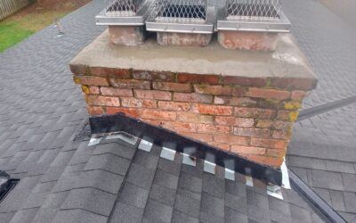 Lead chimney flashing installed on a stone chimney – Yamhill County Chimney